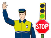 Agente de tráfico regulando la circulación