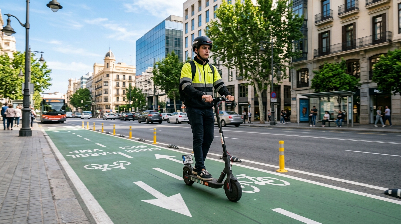 Patinete eléctrico VMP en carril bici urbano